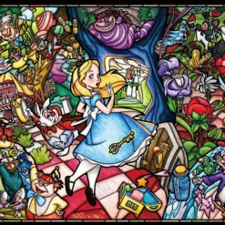 Tenyo Japan Pure White Jigsaw Puzzle DP-1000-027 Disney Alice In Wonderland Stained Glass (1000 Pieces)