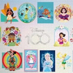 Tenyo D1000-014 Jigsaw Puzzle Disney 100 : Global Artist Series (All Characters) (1000 Pieces)