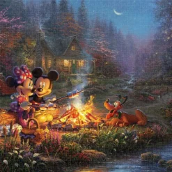 Tenyo D1000-079 Jigsaw Puzzle Disney Mickey And Minnie Sweetheart Campfire (1000 Pieces)